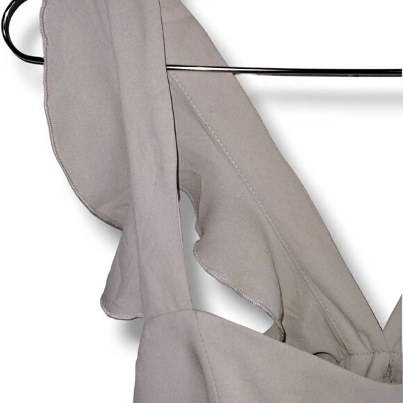 MuMu Womens‎ June Maxi Dress Size Large Beige Chiffon Princess core Wedding Prom - Picture 13 of 14